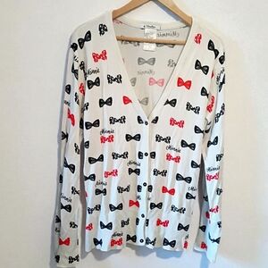 Authentic Original Disney Parks Minnie Mouse Sweater Cardigan Size Large Bows